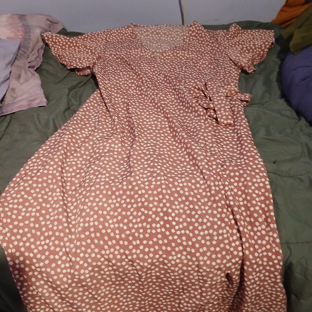 Brown Polka Dot Wrap Dress